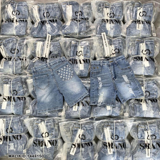 quần short jean bé trai wash loang túi in hoạ tiết phối rách phong cách bụi phố lên đồ chất chơi 1430
