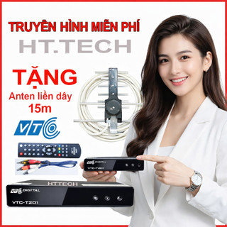 Đầu thu truyền hình số mặt đất vtc T201 mới 2026  xem truyền hình miễn phí tặng kèm anten liền dây
