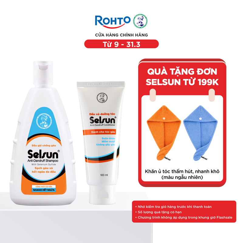 [VB] Bộ dầu gội Selsun & dầu xả Selsun: 1 Dầu gội Selsun Anti-Dandruff 250ml + 1 Dầu xả Selsun Anti-