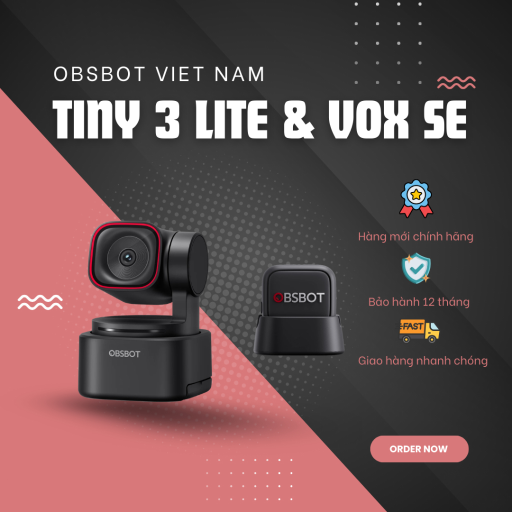 OBSBOT Tiny 3 Lite & Vox SE Webcam 4K AI PTZ Có Chức Năng Làm Đẹp & Theo Dõi Chủ Thể