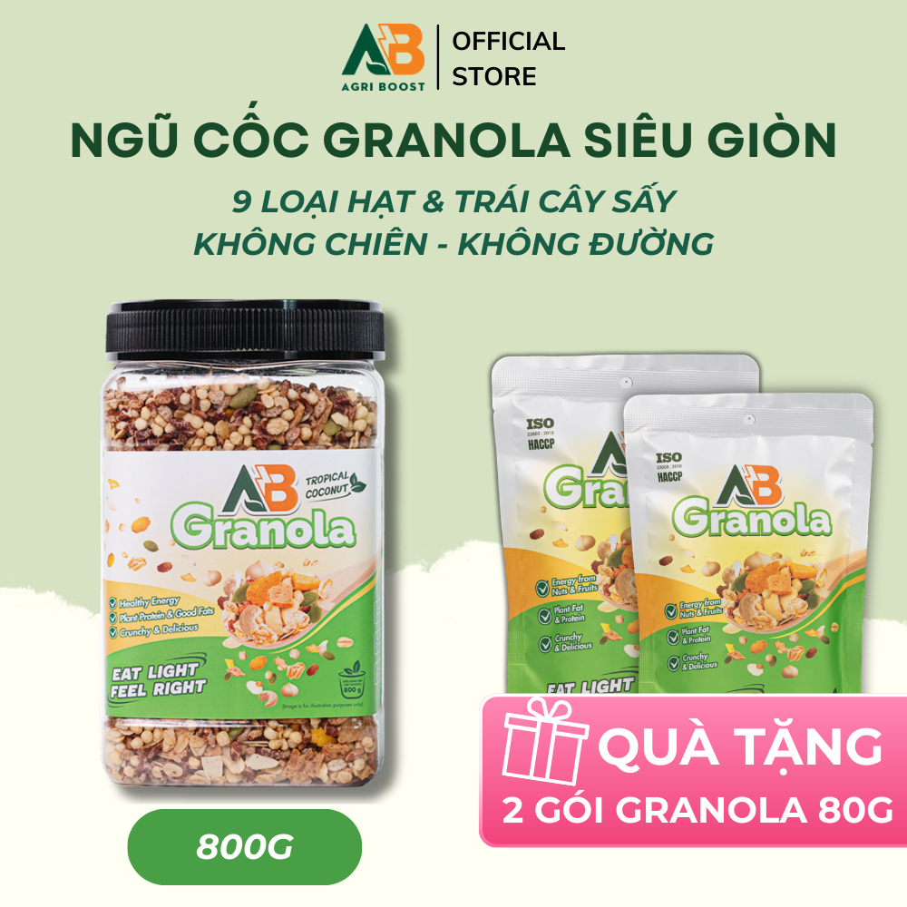 Ngũ Cốc Hạt Dinh Dưỡng Mix Ăn Healthy AB NUTRITION AB Granola 480g Vị Dừa Nhiệt Đới