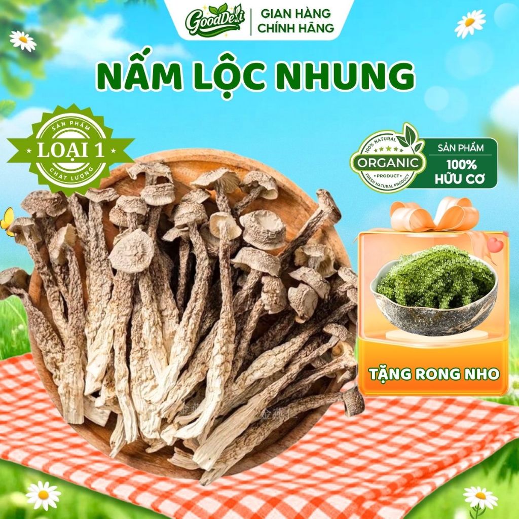 Nấm Lộc Nhung GoodDeli Khô Nguyên Cây (Loại 1 Ko Vụn) - Nấm chay