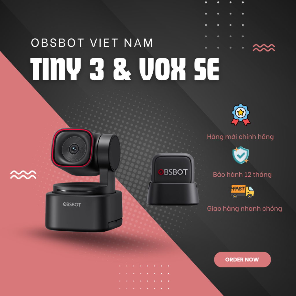 OBSBOT Tiny 3 & Vox Se Webcam 4K AI PTZ Có Chức Năng Làm Đẹp & Theo Dõi Chủ Thể