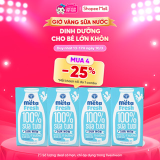 Sữa tươi ít đường bổ sung sữa non Metafresh 110ml, lốc 4 hộp