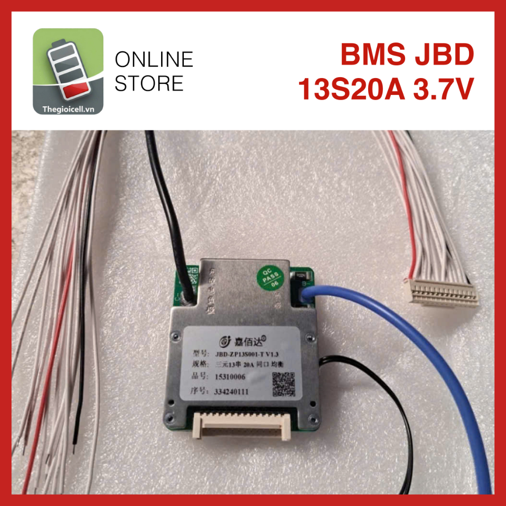 Mạch BMS JBD 13S20A 3.7V (48V) - JBD-ZP13S001 -Bảo Vệ Pin Lithium Li-ion/NMC - Cân Bằng Cell