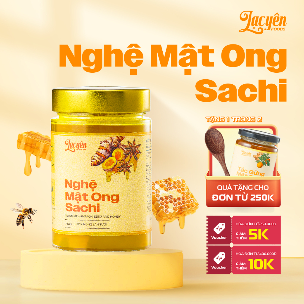 Nghệ Mật Ong Sachi Lạc Yên Foods - 100% Nghệ Đỏ Và Mât Ong Nguyên Chất, Đạt Chứng Nhận ISO 22000