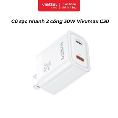 Củ sạc nhanh 2 cổng 30W Vivumax C30 Chính hãng