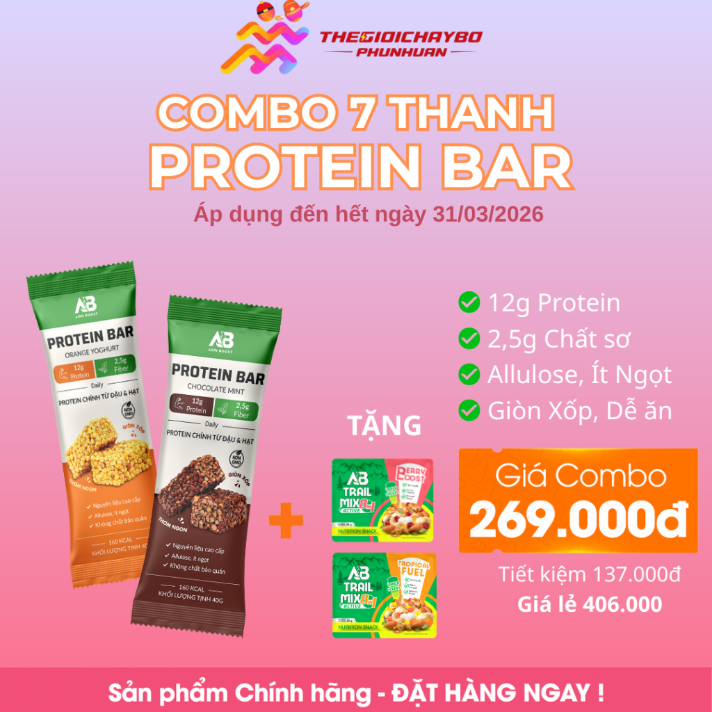 [MUA 7 TẶNG 2] Combo 7 Thanh Protein Bar AB Nutrition - Bánh Protein Giảm Cân Giòn Tan
