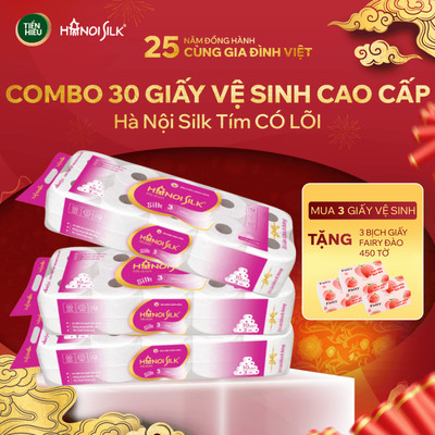 [COMBO CHĂM SÓC] Mua Bịch GVS HANOISILK 10 Cuộn 3 Lớp Ko Lõi - Có Lõi Tan Nhanh, Tặng 2 Bịch Giấy Ăn Rút Đa Năng 450 Tờ