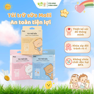 (TẶNG QUÀ) Túi Trữ Sữa Mẹ Molli, Túi Đựng Sữa Trữ Đông An Toàn Chống Rò Rỉ, Hộp 30 Túi Tiện Lợi