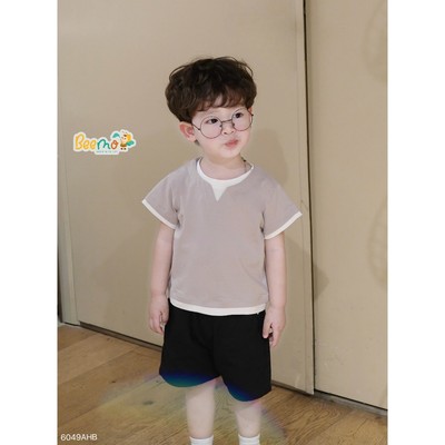 Áo cộc tay Beemo phối cổ phong cách layer vải thun co giãn cho bé đi học, đi chơi 6049AHB