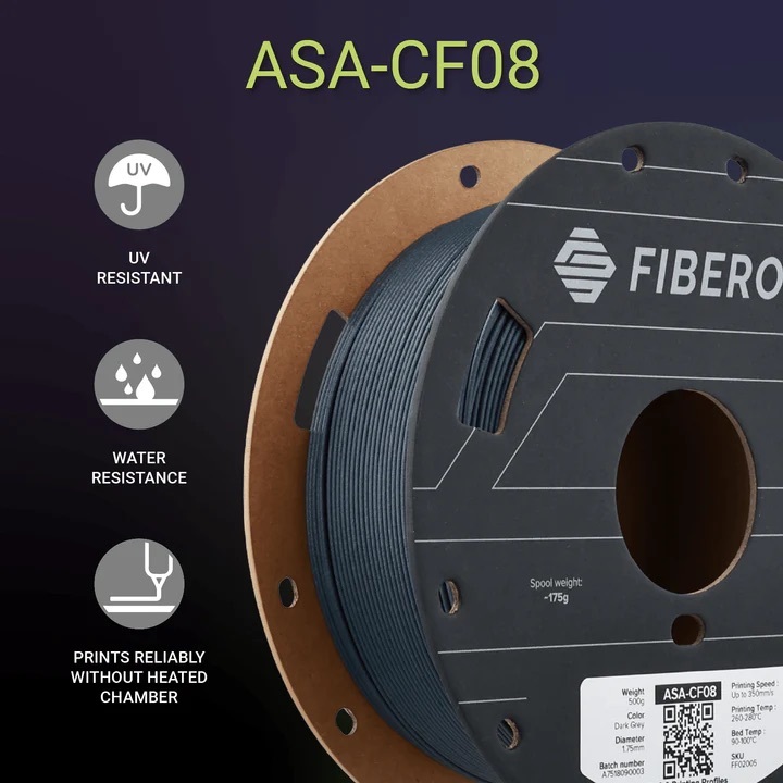 Polymaker Fiberon ASA-CF08 ( 500g )- 8% Sợi Carbon Fiber, Sợi Nhựa Cao Cấp Cho Máy In Bambu Lab P1s,