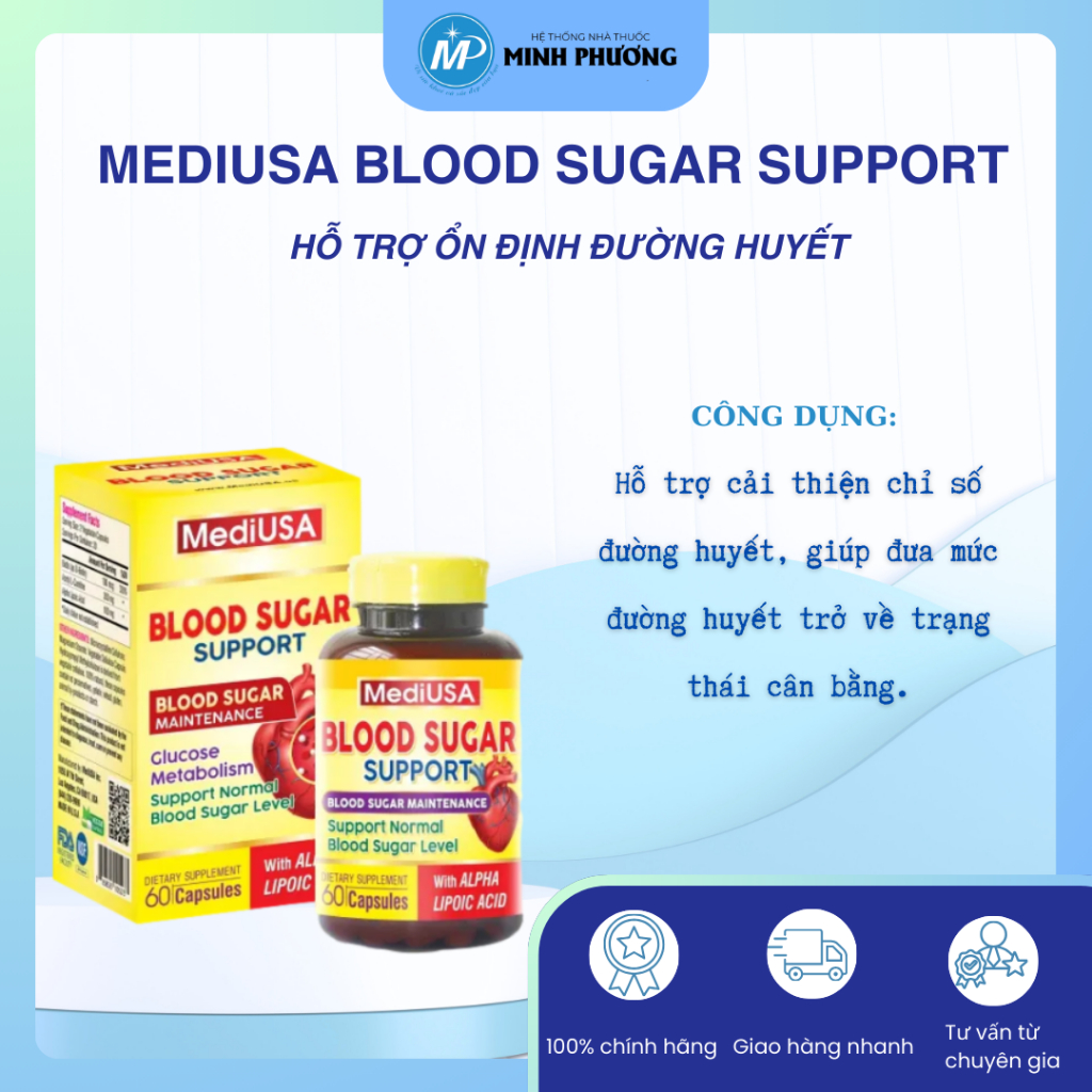 ✅ [CHÍNH HÃNG] Thực phẩm bảo vệ sức khỏe MEDIUSA Blood Sugar Support H/60V