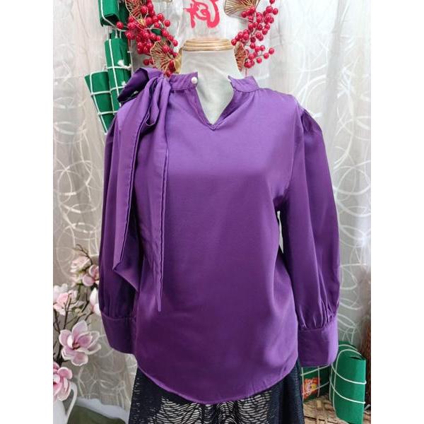 NA CLOSET thanh lý - Áo sơ mi lụa cột nơ vai bymo - SIZE L