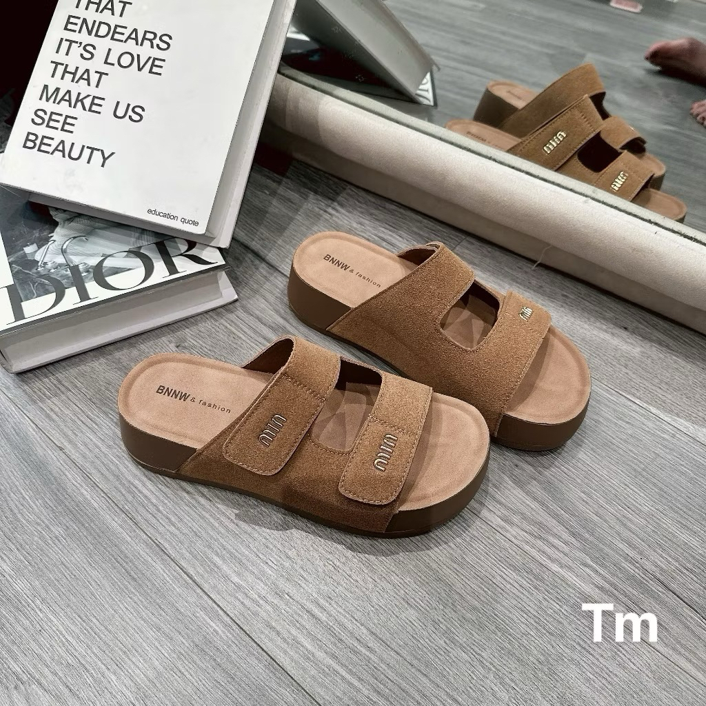 { KANG SHOP } Dép bánh mì nữ khuy min đế 5cm full box chuẩn QC CC