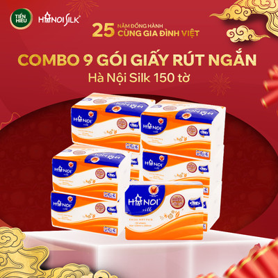Combo Giấy Ăn Rút Hà Nội Silk 150 Tờ x 3 Lớp Chất Liệu 100% Gỗ Tự Nhiên Mềm Mại Bền Dai An Toàn Cho Bé