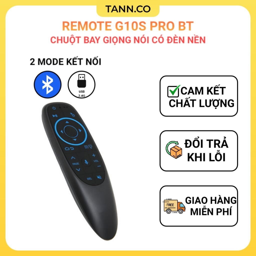 Remote G10S PRO BT - CHUỘT BAY GIỌNG NÓI CÓ ĐÈN NỀN, KẾT NỐI BLUETOOTH & 2.4G