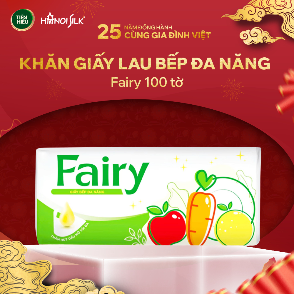 (Bao Bì Mới) Giấy Bếp Đa Năng FAIRY Đỏ Cao Cấp Mềm Mịn Thấm Hút Dầu Tốt Lau Chùi Tiện Lợi 100 Tờ