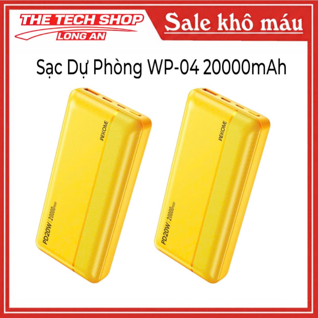 Sạc Dự Phòng WEKOME WP-04 20000mAh - Sạc Nhanh PD 20W Chống Bám Vân Tay