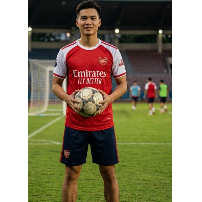 Bộ Quần Áo Bóng Đá Arsenal Đỏ 2024 – Áo Đá Banh CLB Arsenal, Vải Thun Lạnh Co Giãn, Thoáng Mát