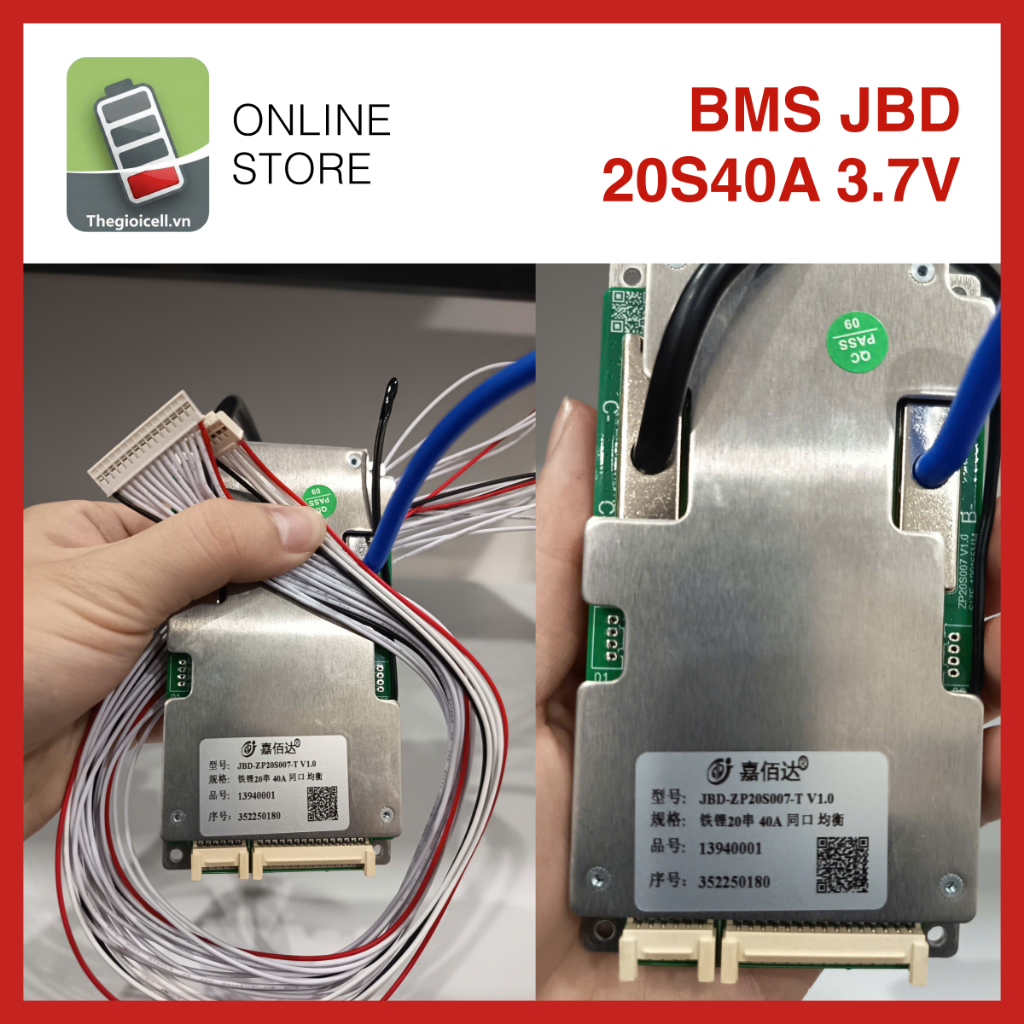Mạch BMS JBD 20S 40A Cho Pin Li-ion 3.7V | JBD-ZP20S007-T V1.0 | Bảo Vệ Pin Xe Điện, Pack Pin