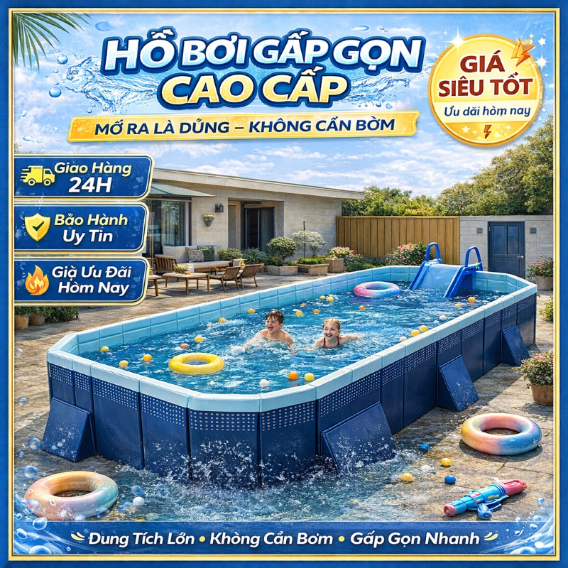 Bể bơi Beige,Chất liệu PVC chống mài mòn,Dung tích lớn 1.6M-3.0M,Tiện mang theo,Có thể gấp gọn