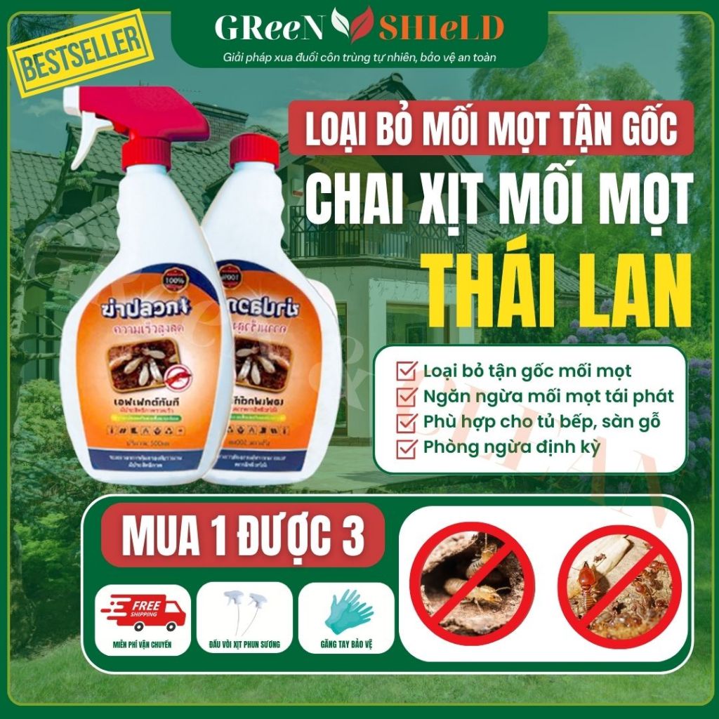 Chai Xịt Diệt Mối Mọt Thái Lan 500ml – Diệt Mối Tủ Bếp, Khung Gỗ, Mọt Mây Tre, Tường Trần Nhà