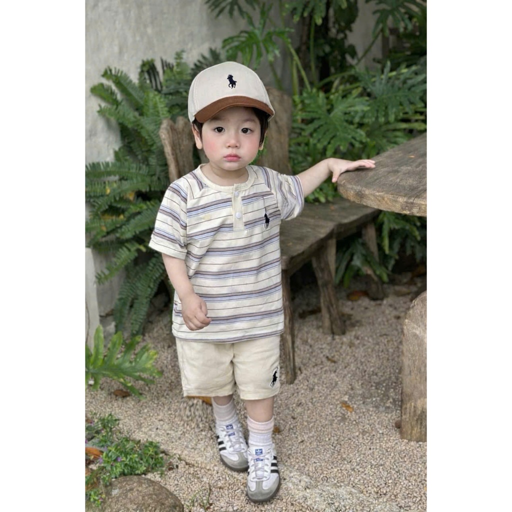 Set Bộ cộc tay bé trai in hình wellnes club số 17 - Chất liệu cotton mềm mát hút mồ hôi