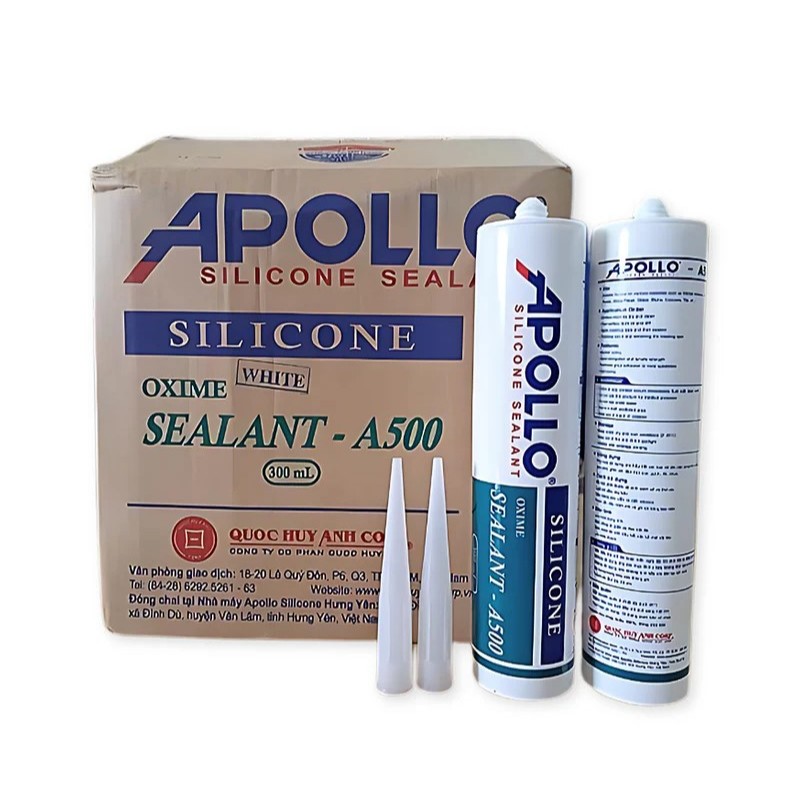 Keo silicon Apolo A500 trắng trong+trắng sữa
