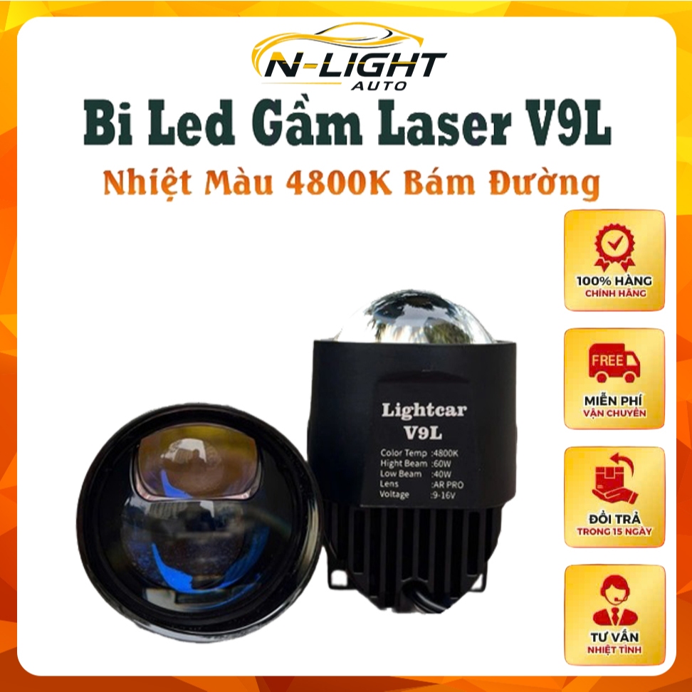 Bi Led Gầm Có Laser V9L , Nhiệt Màu 4800K Siêu Bám Đường