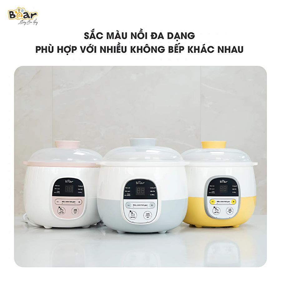 Nồi Nấu Chậm 0,8L Bear Chính Hãng Đa Năng Nấu Cháo, Chưng Yến Bản TIẾNG VIỆT Bảo Hành 18 Tháng - SUBE001