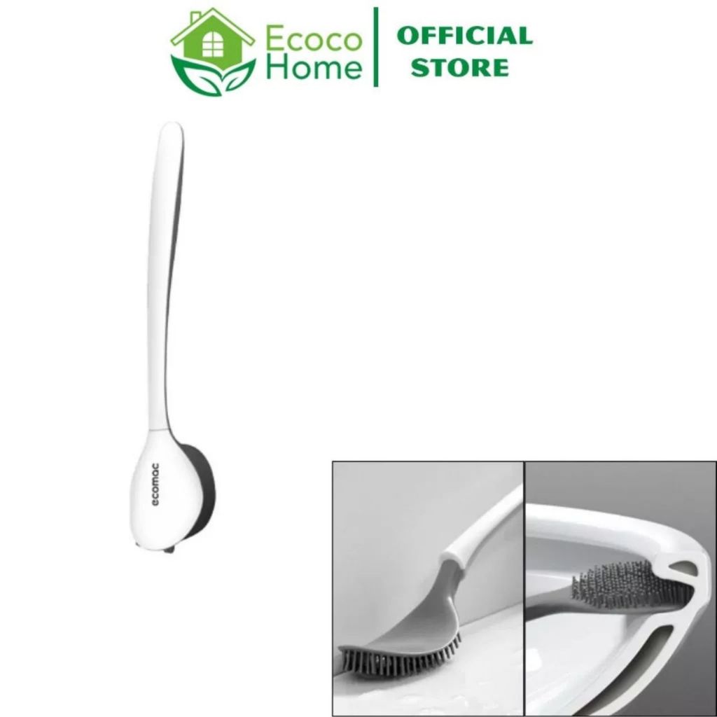 Chổi Cọ Bồn Cầu ECOMAC Đầu Cọ Silicon, Cọ Nhà Tắm, Cọ Toilet Siêu Sạch Kiểu Treo Tường Đa Năng EC27