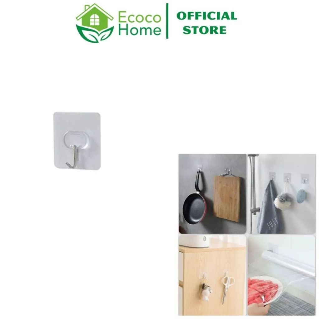 Móc Treo Đồ Dán Tường ECOMAC Siêu Dính Trong Suốt Chịu Lực Siêu Chắc