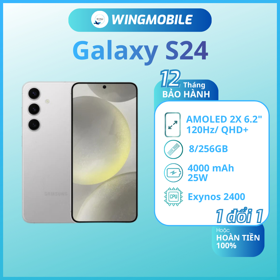 SS S24 ram 8/256G, chip exynos 2400, bản quốc tế, bảo hành 1 đổi 1 - Wingmobile