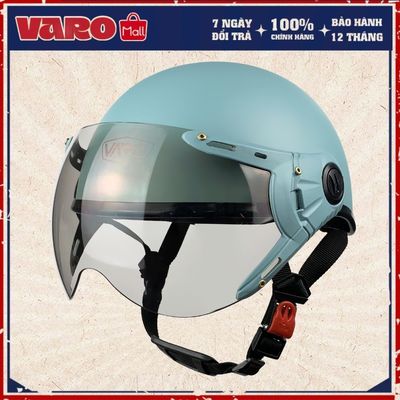 Mũ bảo hiểm có kính VARO A33K Xám Xanh lồng ép nhiệt chính hãng - BH 12 tháng