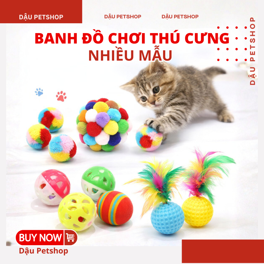 🎾Combo Banh Đồ Chơi Mèo Nhiều Mẫu – Banh Lông, Banh Lục Lạc, Banh Lông Vũ Cho Mèo 🐱