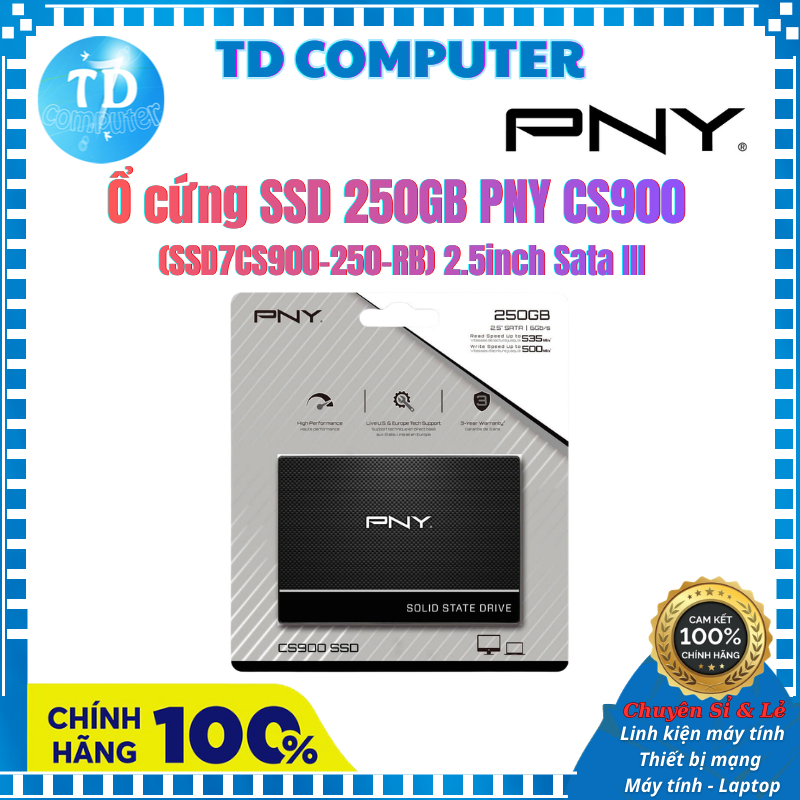 Ổ cứng SSD 250GB PNY CS900 (SSD7CS900-250-RB) 2.5 inch Sata III - Hàng chính hãng Vĩnh Xuân phân phố