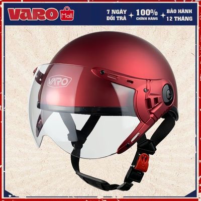 Mũ bảo hiểm nửa đầu VARO - A33K ĐỎ ĐÔ - kính chắn gió cao cấp