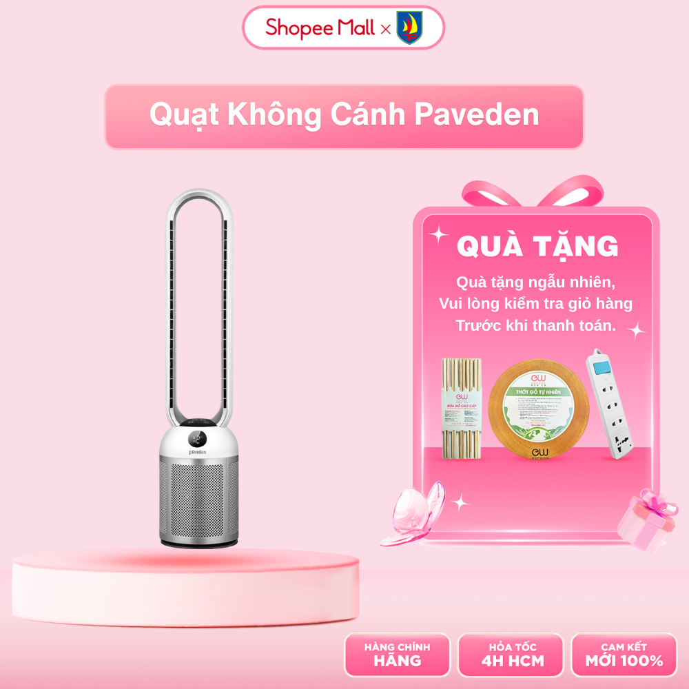 Quạt Không Cánh Tích Hợp Lọc Không Khí Ion Bạc Paveden PBF-307S-DC - Đổi mới 365 ngày