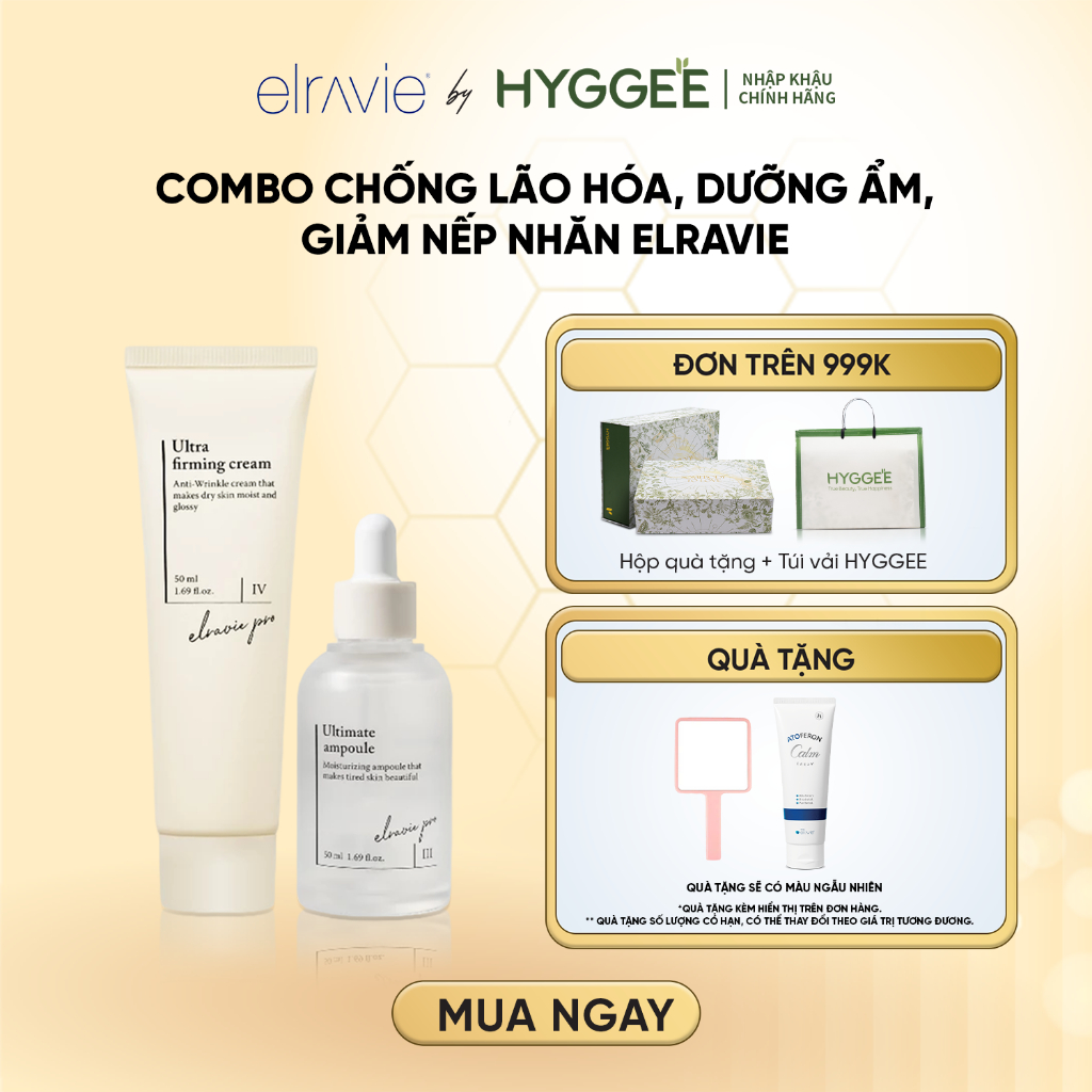 Bộ Đôi Elravie Pro Ultimate Ampoule 50ml & Ultra Firming Cream 50ml – Chống Lão Hóa, Dưỡng Ẩm