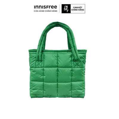 (Quà Tặng Không Bán) Túi tote chần bông màu xanh lá INNISFREE Green Quilted Tote Bag