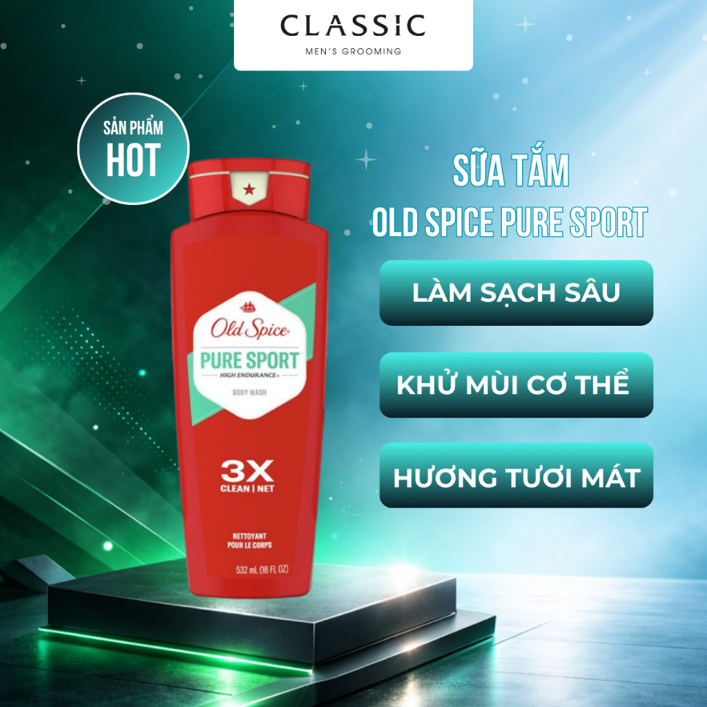 Sữa Tắm Old Spice Pure Sport 3X Clean 532ml