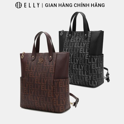 Balo nữ ELLY EBH44 balo monogram canvas cao cấp đựng laptop tablet đi làm đi học