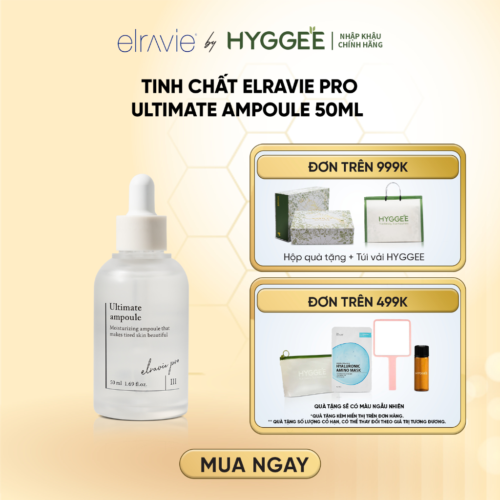 Tinh Chất Cấp Ẩm Hỗ Trợ Cải Thiện Nếp Nhăn Và Tăng Đàn Hồi Cho Da Elravie Pro Ultimate Ampoule 50ml