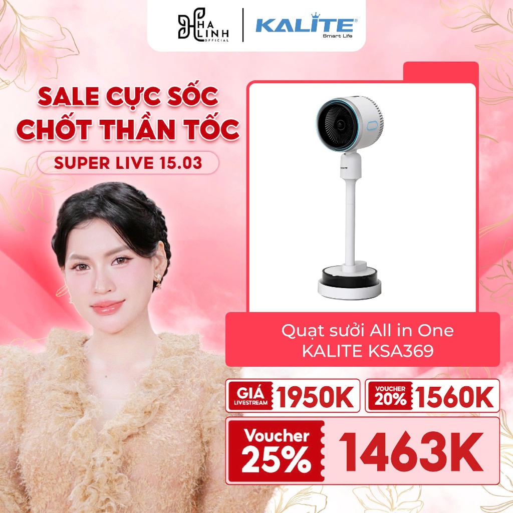 (Võ Hà Linh x Kalite)Quạt sưởi thông minh All in One Kalite KSA369 - Máy sưởi ấm, diệt khuẩn đa năng
