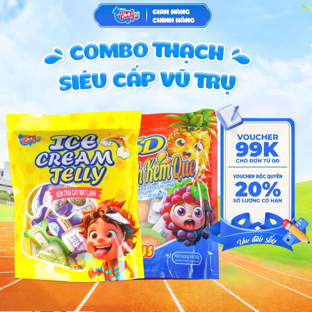 Combo thạch siêu cấp vũ trụ ( 1 kem que mix vị + 1 kem que trái cây) dai giòn mát lạnh – My Candy