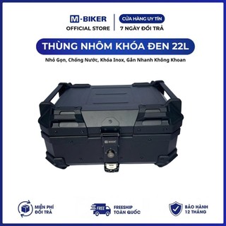 Thùng Nhôm 22L Gắn Sau Xe M-Biker. Chống Nước, Khóa Inox ĐEN , Lắp Nhanh Dễ Dàng Tại Nhà