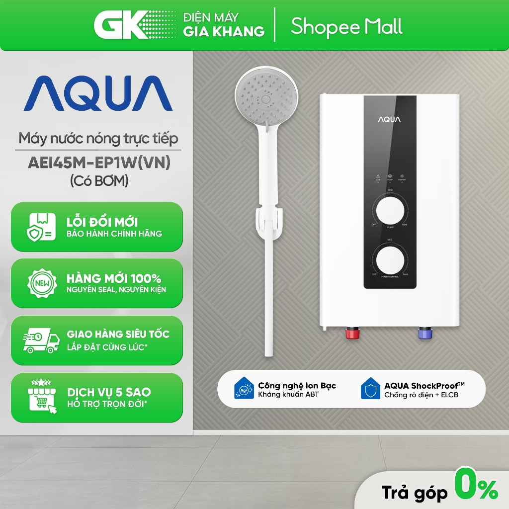 Máy Nước Nóng Trực Tiếp Aqua 4500W AEI45M-EP1W(VN) [Freeship HCM]