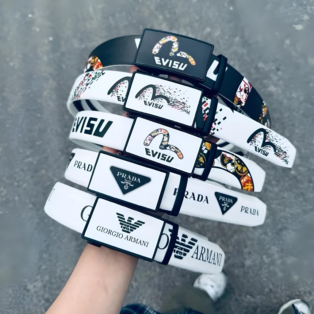 Thắt lưng nam Evisu mèo may mắn, Dây Nịt Nam Cao Cấp, Dây nịt thời trang đường phố họa tiết Evisu mè