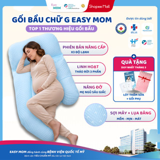 Gối Cho Bà Bầu Chữ G Easy MOM Nâng Đỡ Toàn Thân Giúp Giảm Đau Lưng, Kê Bụng Bầu Cho Mẹ Ngủ Ngon